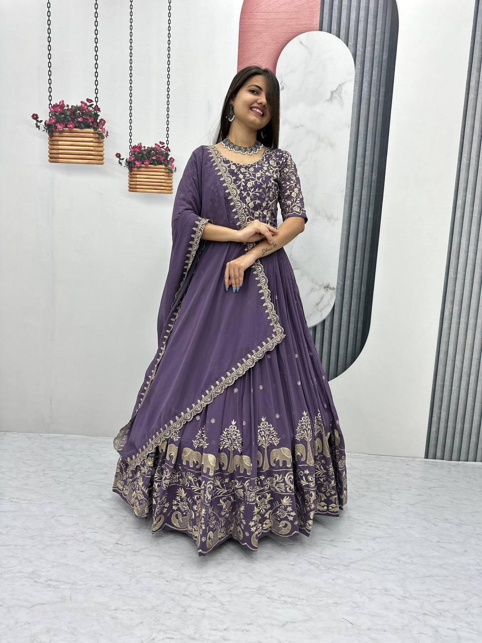 Luxury Embroidered Gown Set with Dupatta