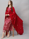 Elegant Heavy Reyon Floral Suit Set with Georgette Dupatta