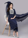 Premium Heavy Reyon Suit Set with Embroidery, Foil Print & Heavy Chinon Dupatta