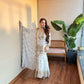 White & Gold Vichitra Silk Embroidered Sharara Set
