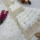 White & Gold Vichitra Silk Embroidered Sharara Set