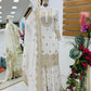 White & Gold Vichitra Silk Embroidered Sharara Set