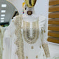 White & Gold Vichitra Silk Embroidered Sharara Set