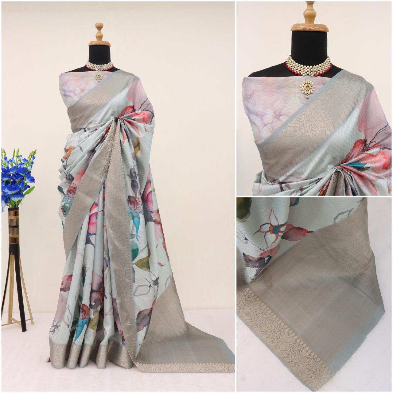 Handloom Silk Digital Print Saree