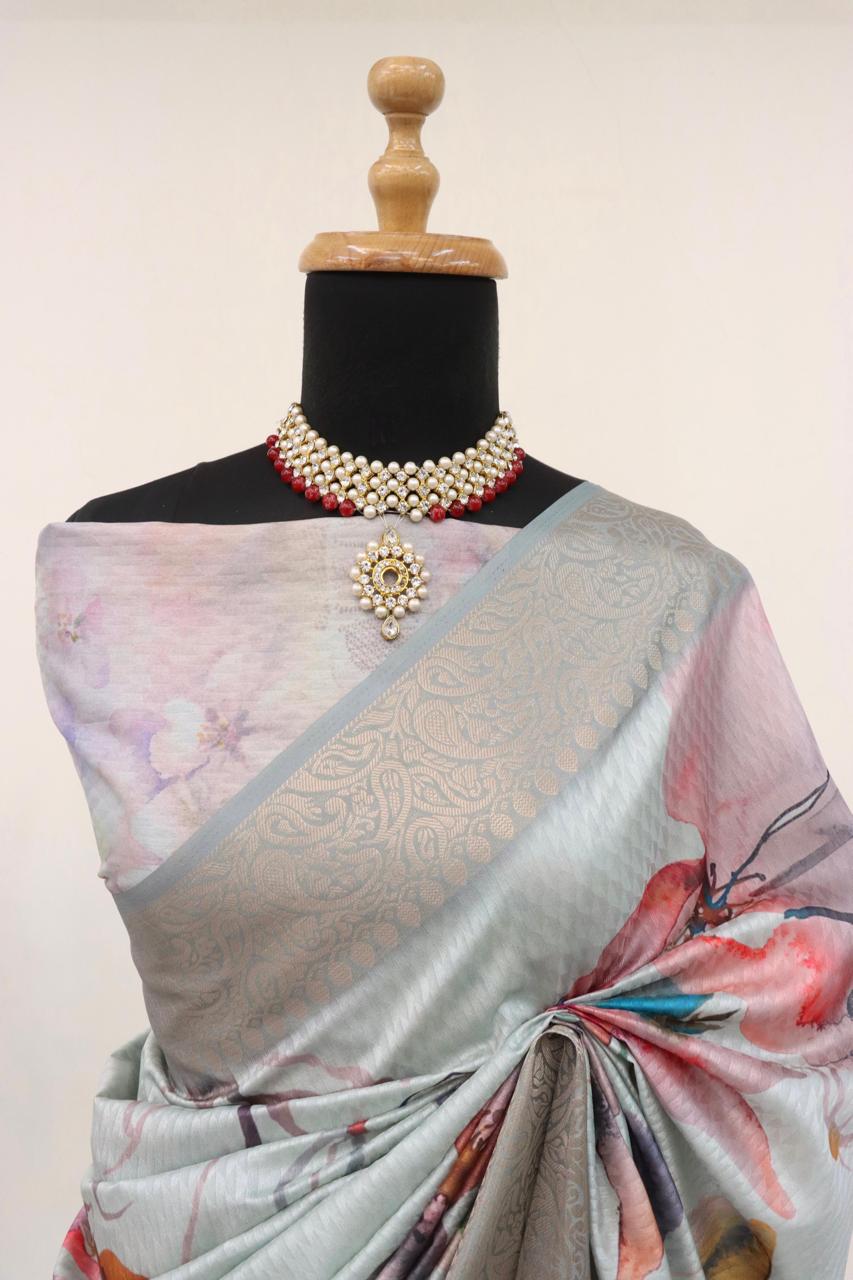Handloom Silk Digital Print Saree