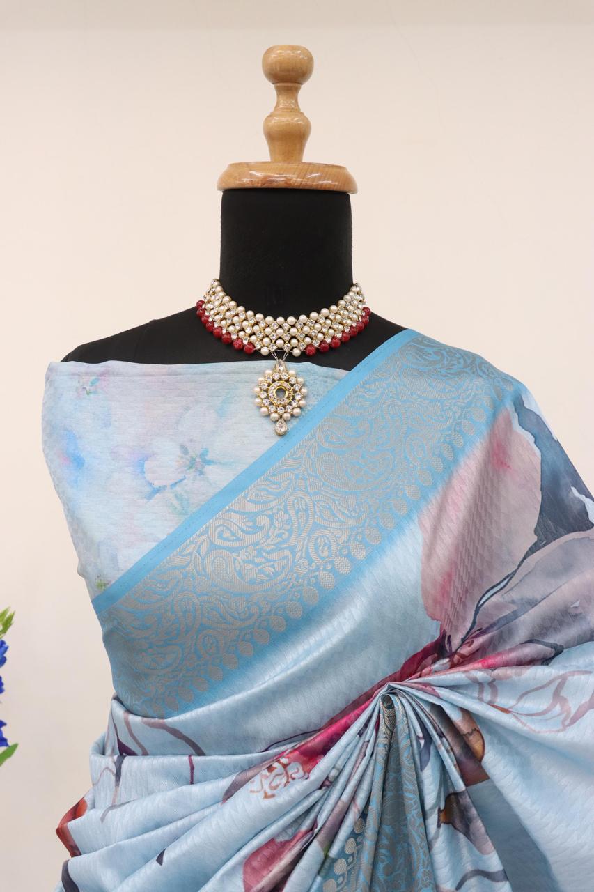 Handloom Silk Digital Print Saree